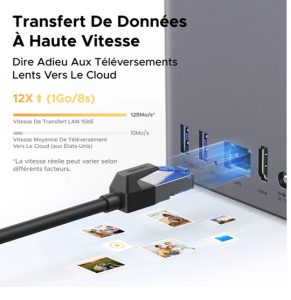 Branchement d'un câble Ethernet sur un boîtier de stockage NAS pour un transfert rapide