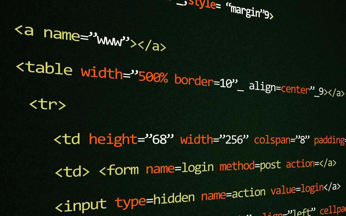 code source HTML visible sur écran sombre balises et attributs